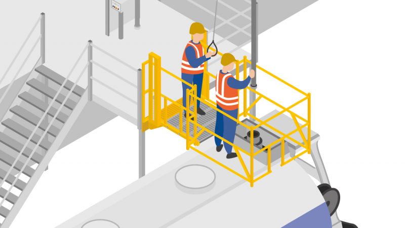 Une passerelle abattante pour accéder en sécurité au dôme des citernes