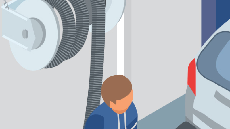 Un groupe d’aspiration des gaz toxiques émis par les moteurs thermiques à essence ou diesel pour éviter les risques d'inhalation