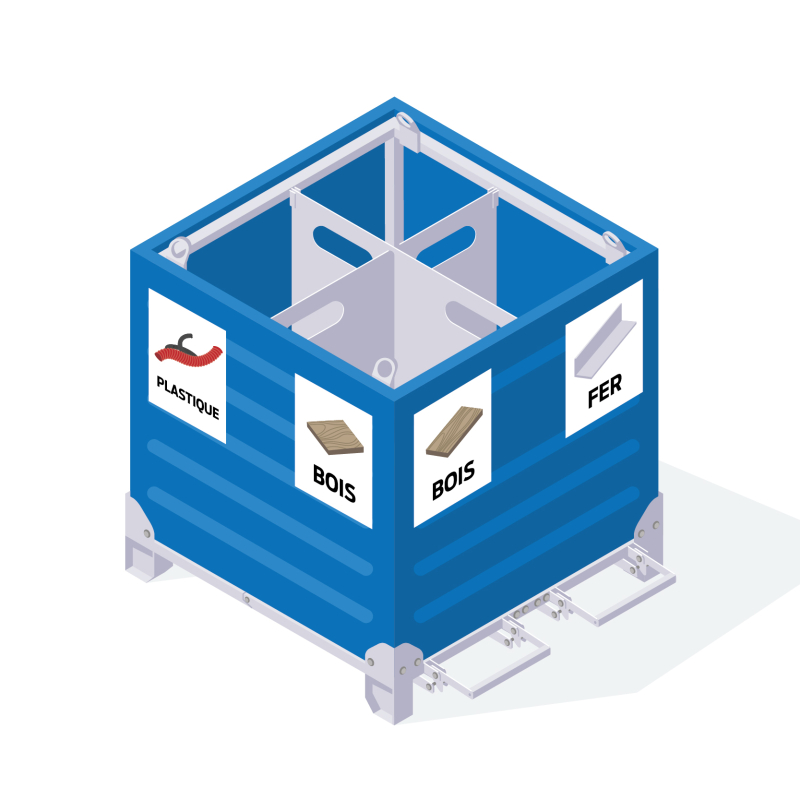 Un bac adapté au tri des déchets sur les postes de travail