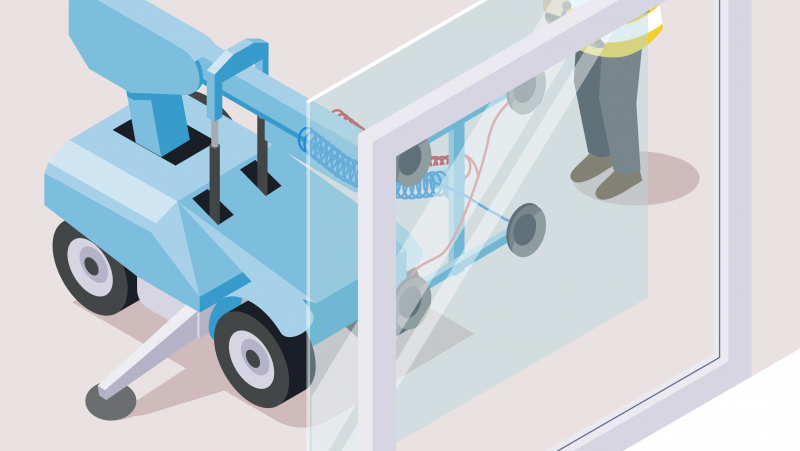 Poser des vitrages lourds en sécurité avec un robot