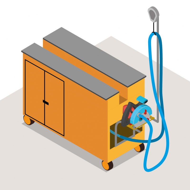 Une table avec aspiration intégrée pour la découpe du bois de coffrage