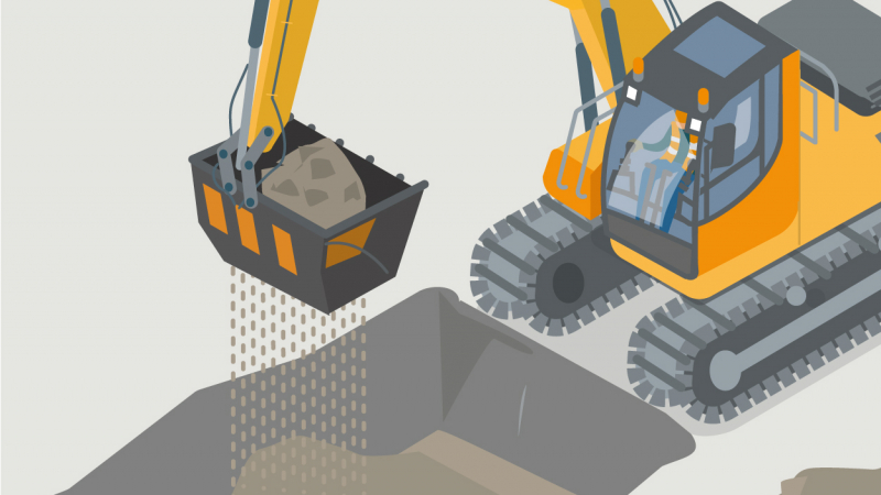 Remblayer les tranchées avec un godet cribleur