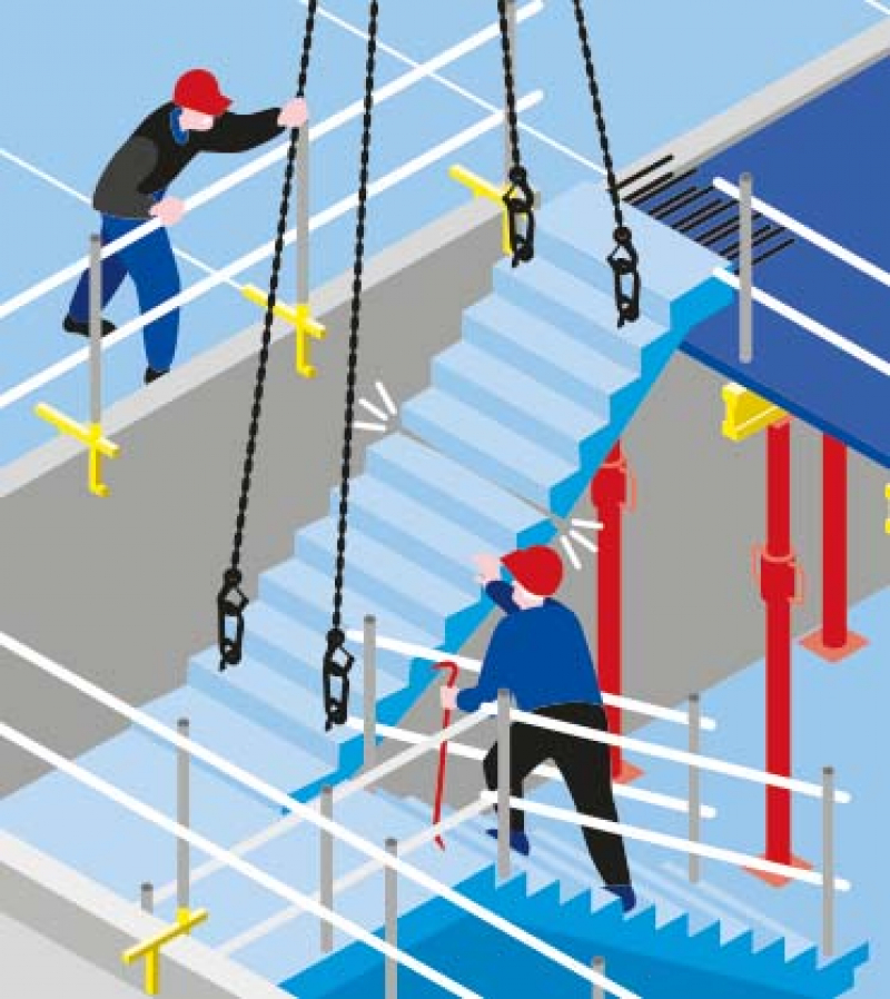 Rupture d’un escalier béton durant la pose