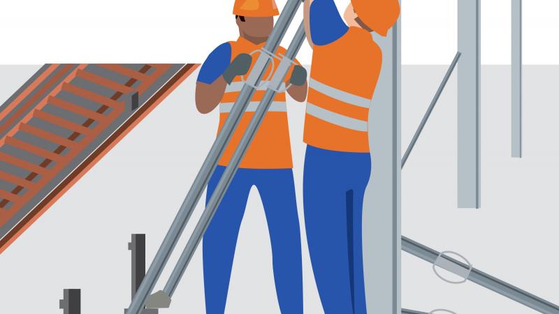 Massifs en béton pour caténaire - Mâtage d’un poteau et coulage du béton