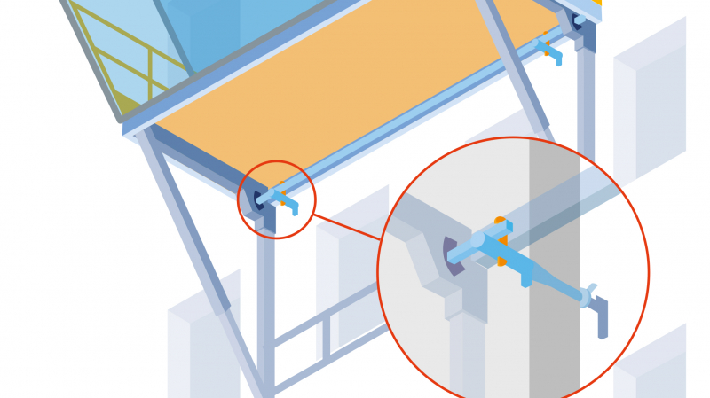 Fixer une passerelle en solo grâce aux attaches volantes réglables de l’intérieur