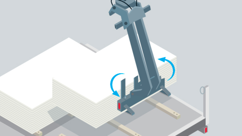 Faciliter l'approvisionnement de matériaux en étage à l'aide d'une fourche pivotante