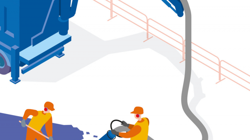 Évacuer les gravats avec une excavatrice-aspiratrice