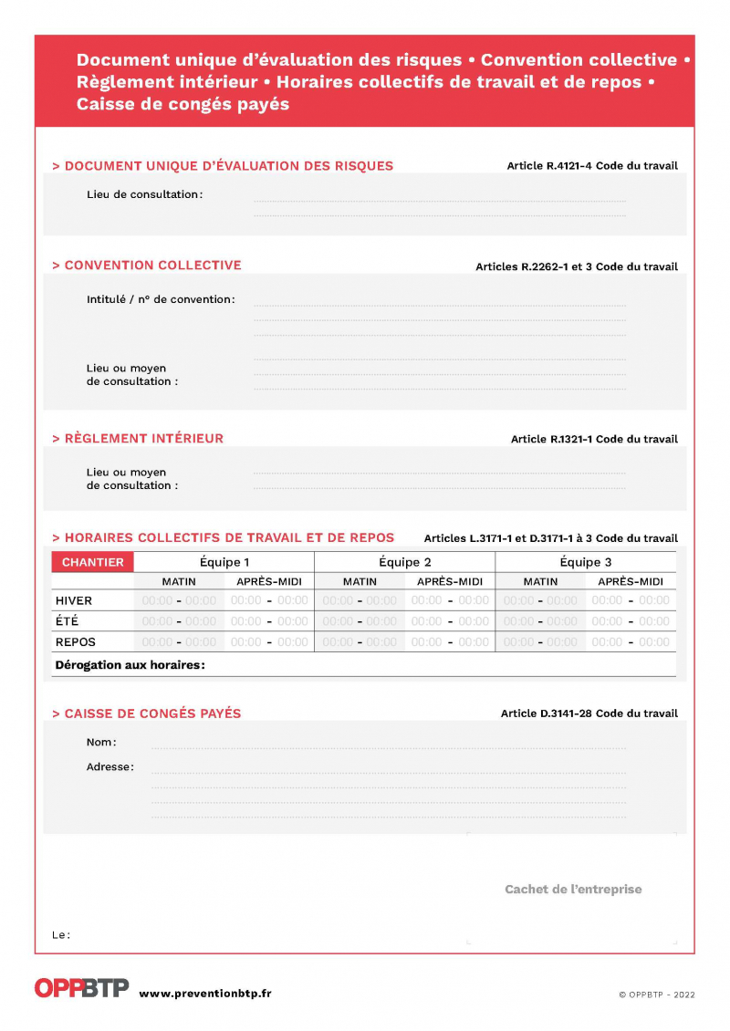 Affichage obligatoire pour les entreprises du BTP : pack d'affiches à télécharger