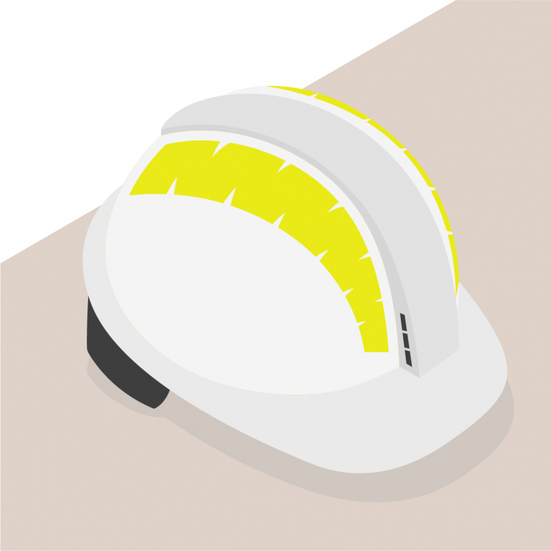 Identifier les personnels de chantier par les couleurs et réflecteurs de leurs casques