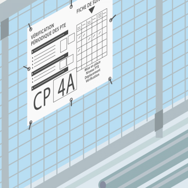 Panneau d'affichage des consignes et vérifications journalières des plates-formes de travail en encorbellement