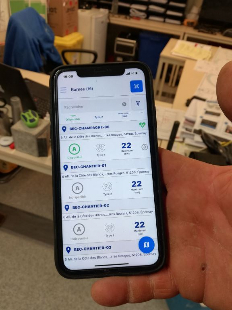Borne électrique mobile - Application - localisation des bornes