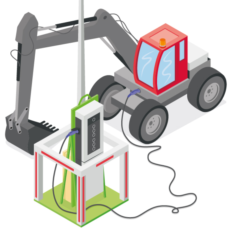 Alimenter les engins de chantier avec une borne de recharge électrique itinérante
