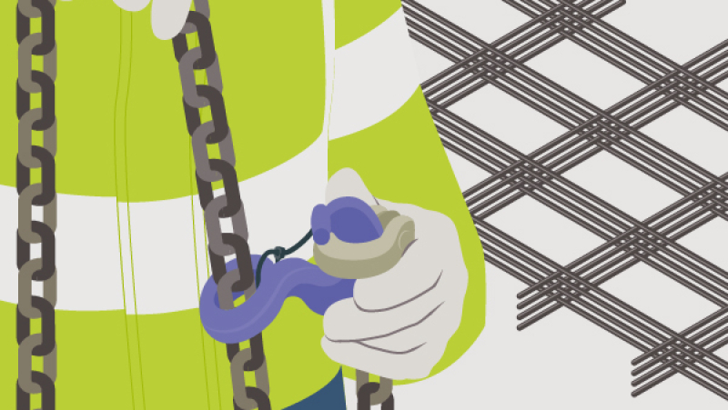 Faciliter le levage de treillis soudés grâce à des élingues à chaîne avec crochet coulissant