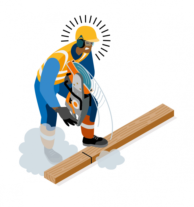 Coupure avec une découpeuse thermique