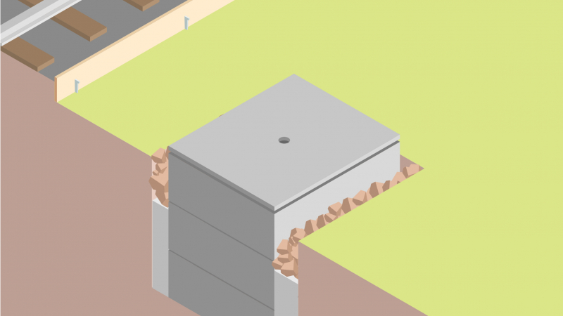 Creuser une fouille avec pose de massifs en béton pour caténaire