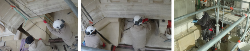 Pose de la pierre à l’élingue / Pose de la pierre à l