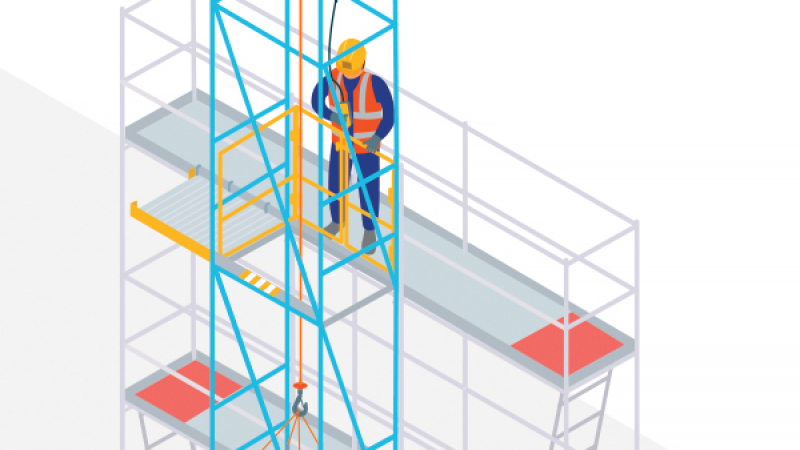 Lever des charges et approvisionner le chantier en sécurité avec une sapine dotée d'un plancher escamotable