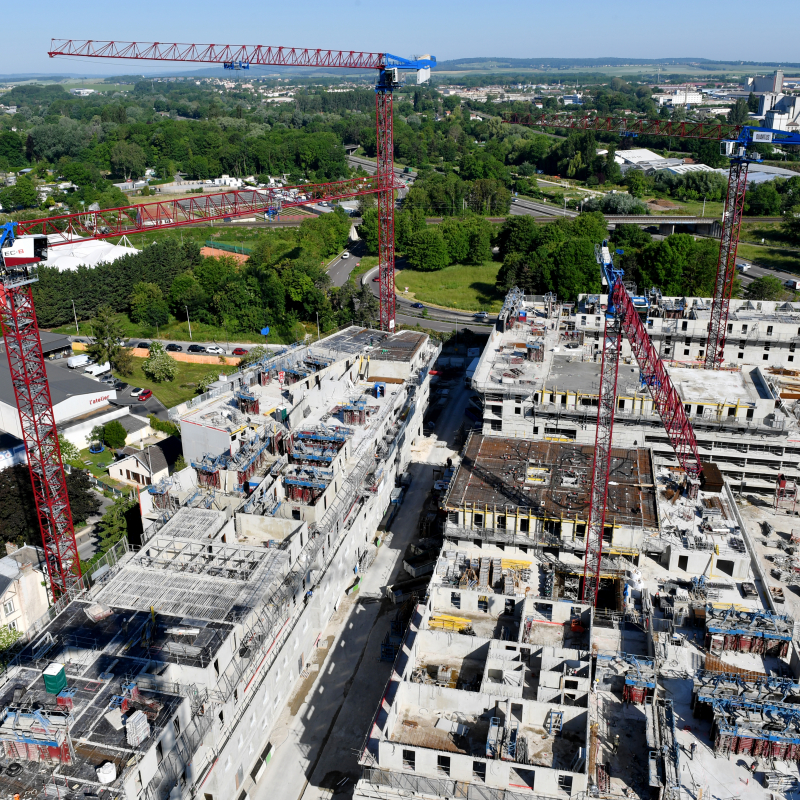 Chantier des Rives de Vesle : une voie traversante, poumon de l’opération