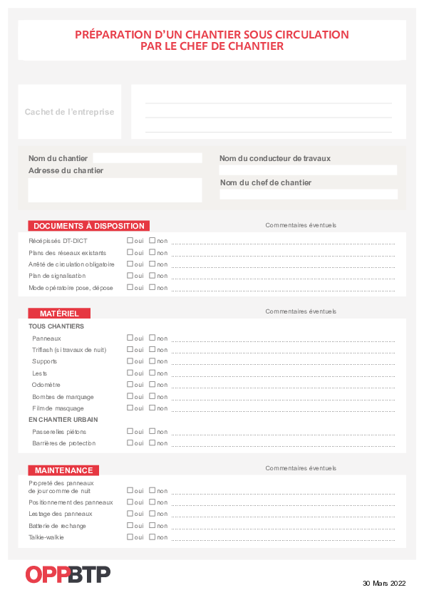 Je prépare un chantier sous circulation