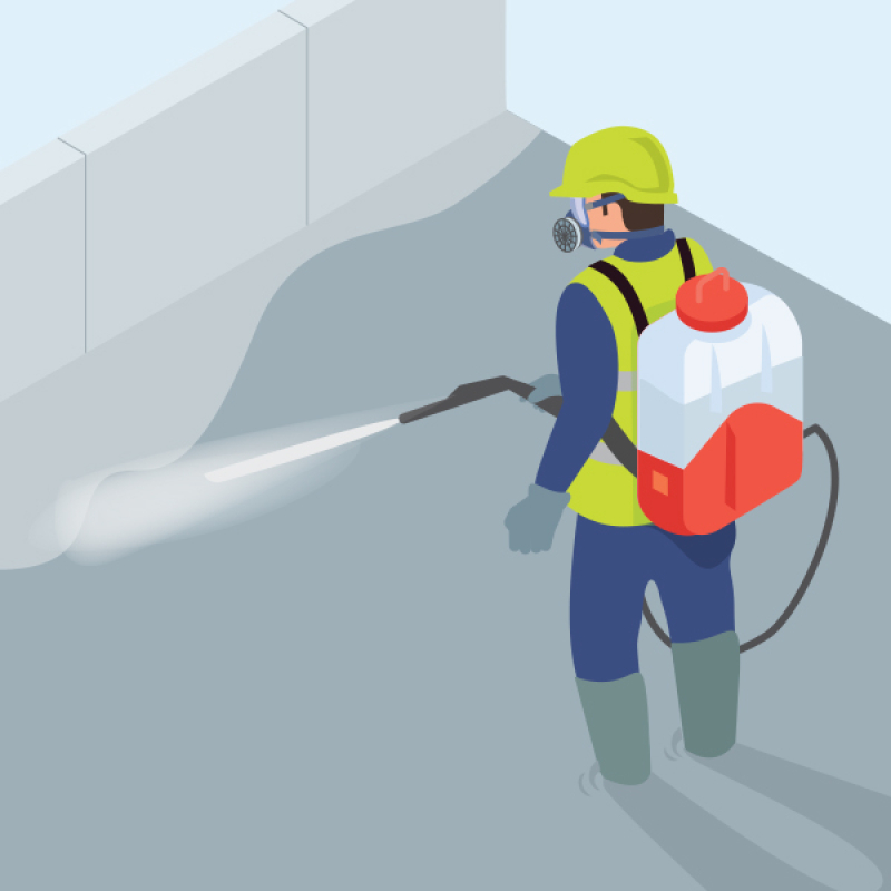 Un pulvérisateur à batterie dorsale pour faciliter l'application du produit de cure de dalles béton