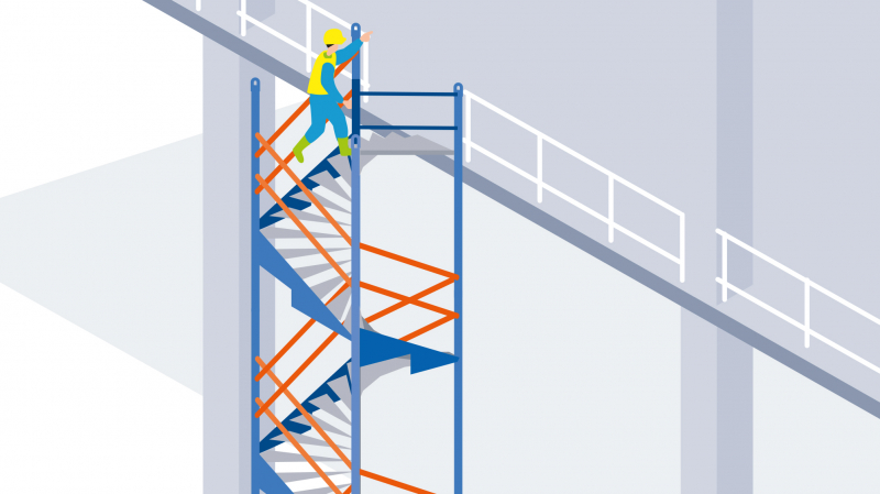 Un escalier modulable pour accéder en sécurité aux étages d’un bâtiment en construction