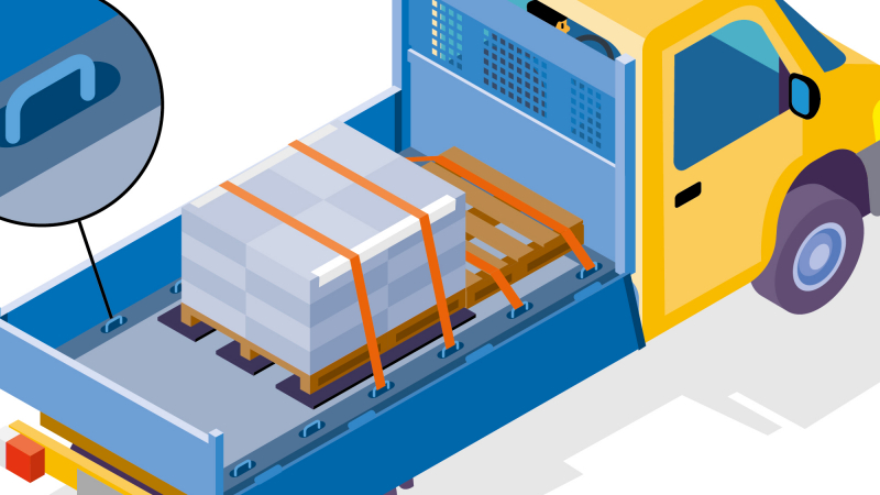 Bien fixer la charge dans le camion-benne avec un système d'arrimage intégré 