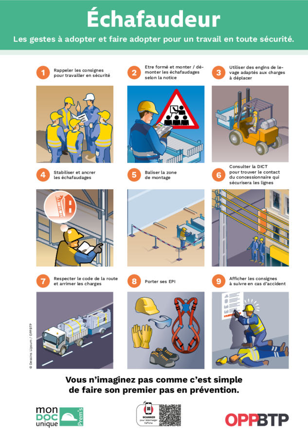 Échafaudeur - Les gestes à adopter et faire adopter pour un travail en toute sécurité