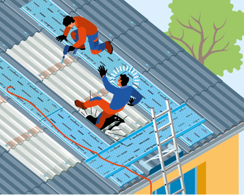 Chute à travers une plaque translucide