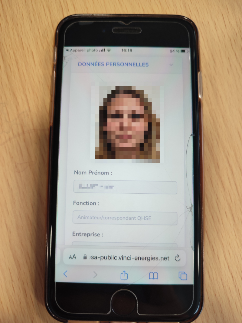 Passeport sécurité - Données perso téléphone