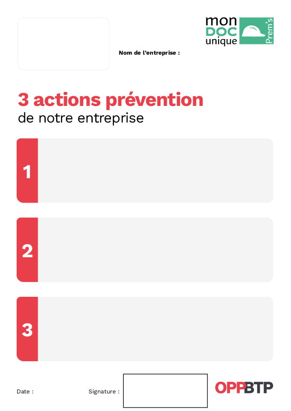 Je communique sur les trois actions prévention à mettre en œuvre dans notre entreprise