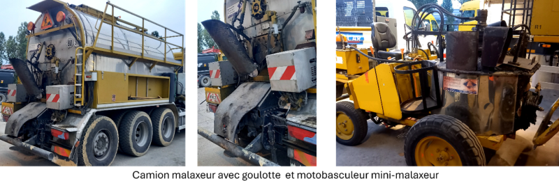 Camion malaxeur avec goulotte et motobasculeur mini-malaxeur