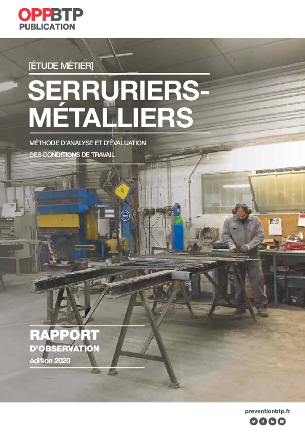 Étude métier Serruriers-Métalliers - Méthode d'analyse et d'évaluation des conditions de travail