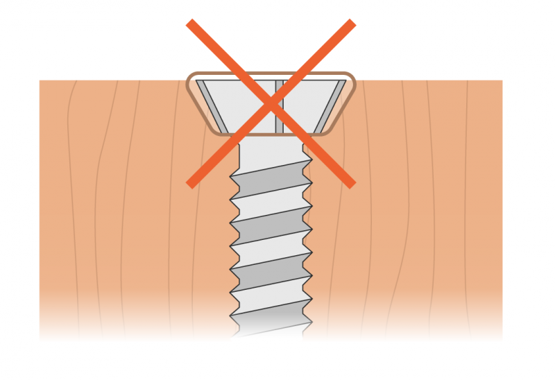 S16018 - Fixation garde-corps sur support bois : vis tête fraisée