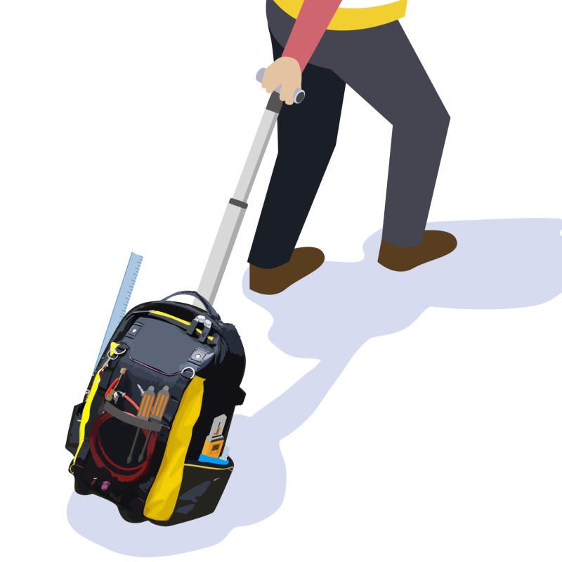 Faciliter le transport des outils avec un sac à dos à roulettes