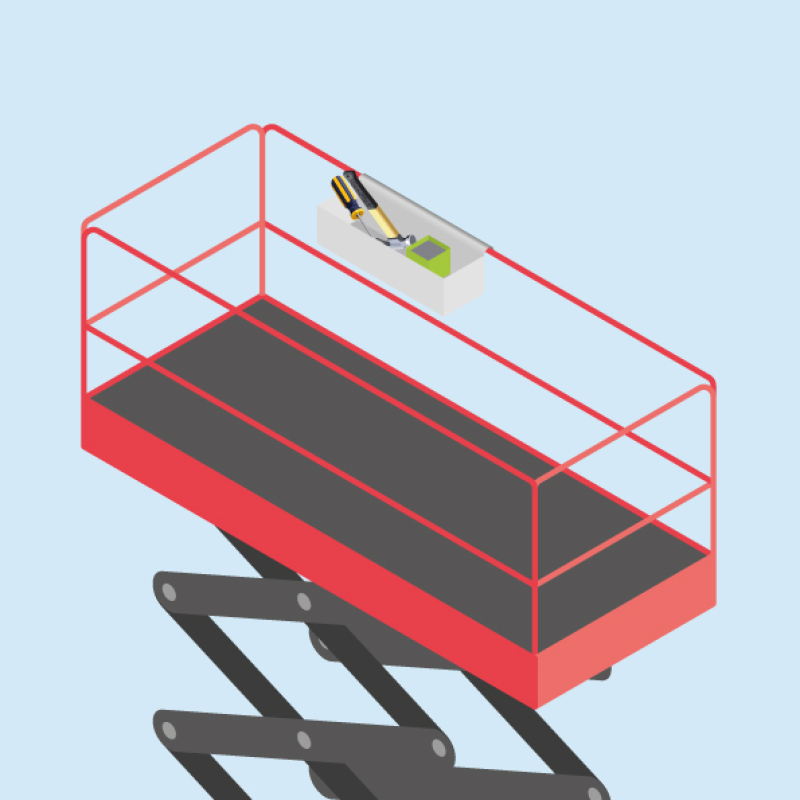 Un bac de rangement à outils dédié aux travaux en hauteur