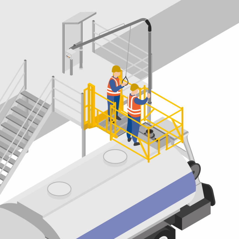 Une passerelle abattante pour accéder en sécurité au dôme des citernes