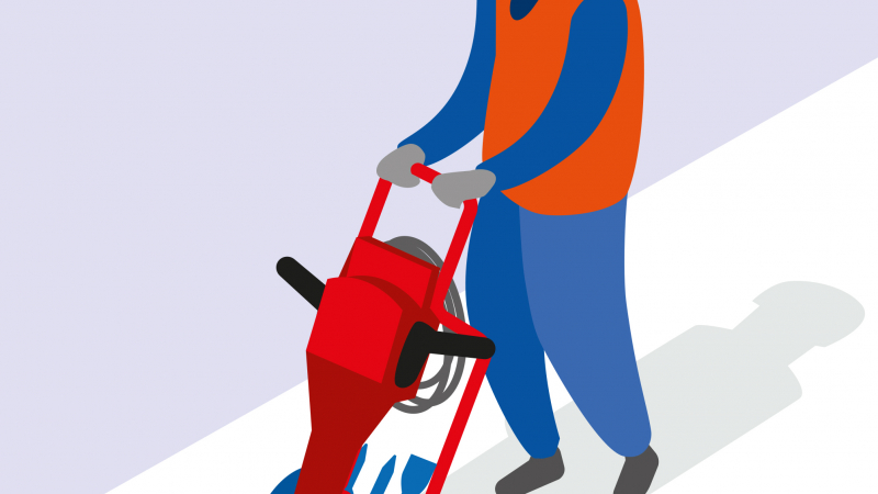 Marteau-piqueur et mal de dos : un chariot pour le transport