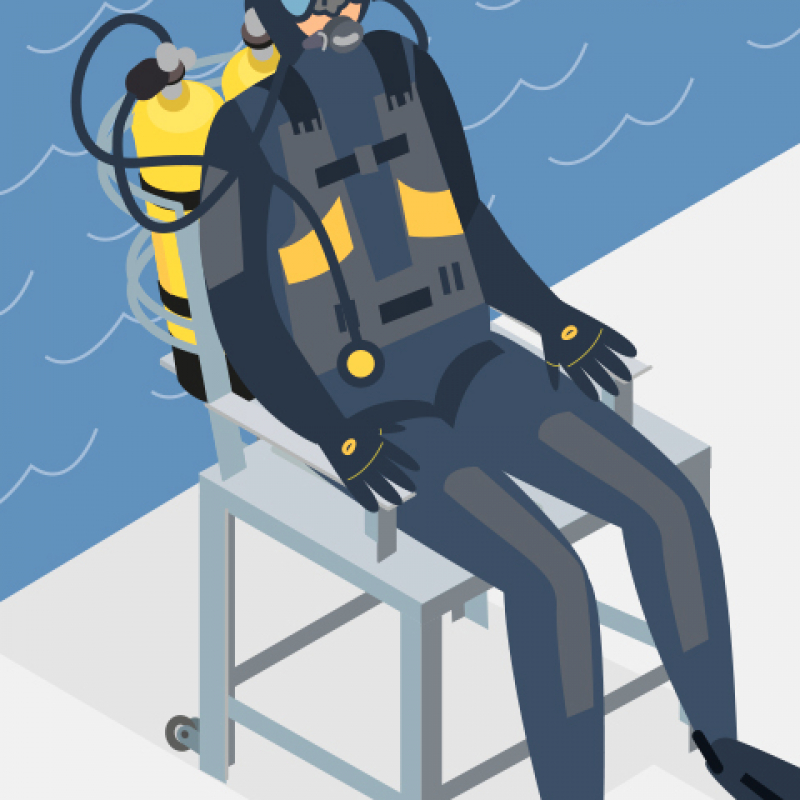 Utiliser une chaise de scaphandrier pour soulager les épaules du plongeur