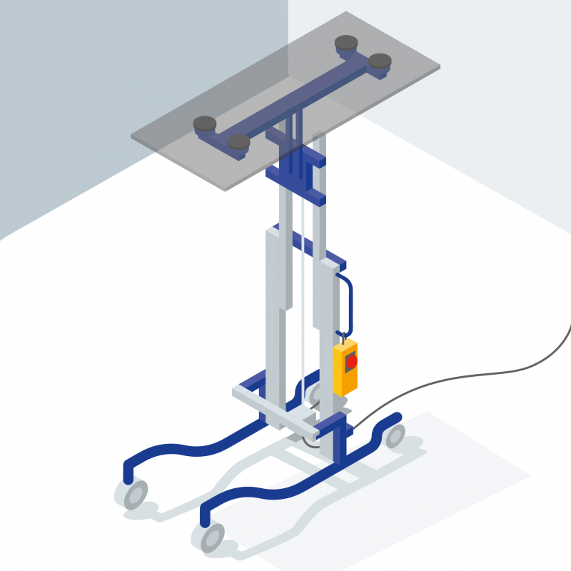 Faciliter la pose des vitrages de vérandas avec un palonnier à ventouses sur chariot élévateur manuel&nbsp;