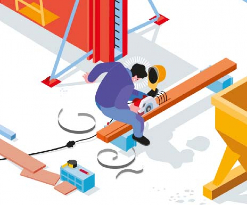 Déséquilibré par le blocage d'une scie circulaire