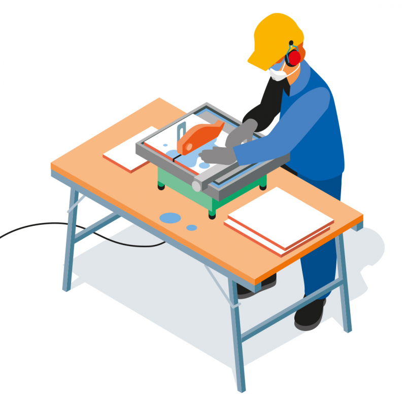 Découper du carrelage et de faïence contenant de la silice cristalline