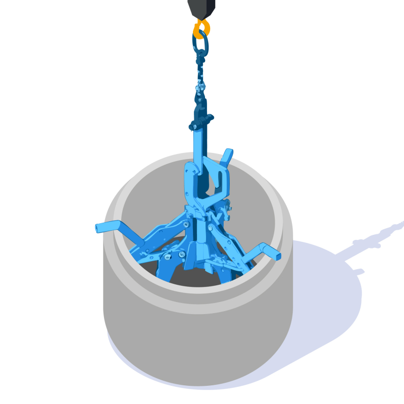 Lever plus facilement les éléments de regard avec une pince de manutention