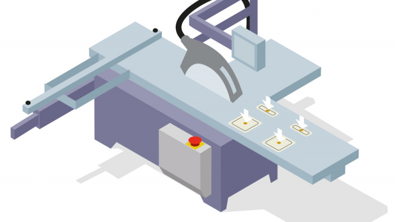 Le système de maintien des pièces sur scie à format renforce la sécurité