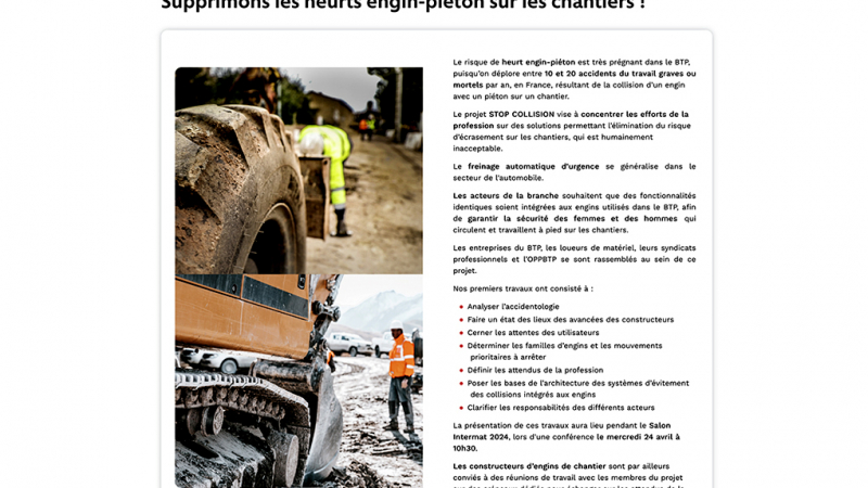 Stop Collision : vers une suppression des heurts engin-piéton ? 