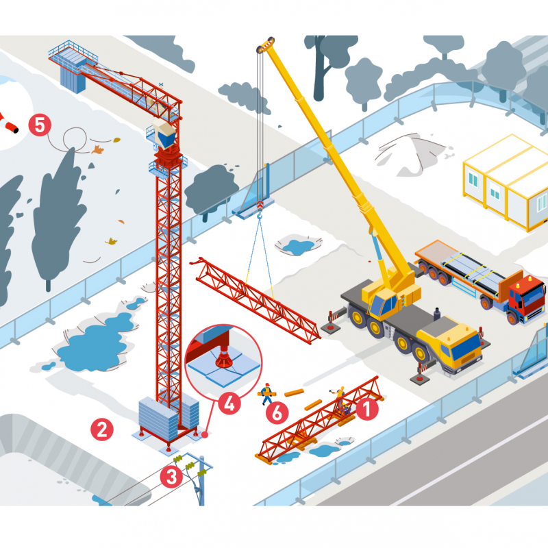 Je participe au montage d'une grue à tour
