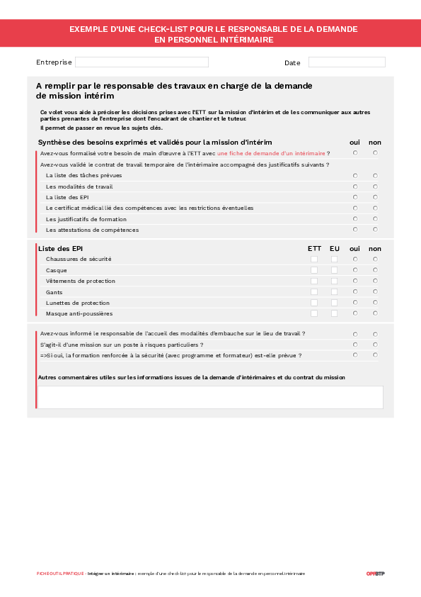 Intégrer du personnel intérimaire : 4 check-lists pour vérifier les actions engagées