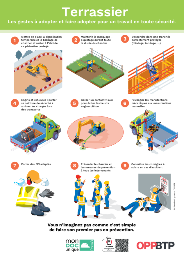 Terrassier - Les gestes à adopter et faire adopter pour un travail en toute sécurité