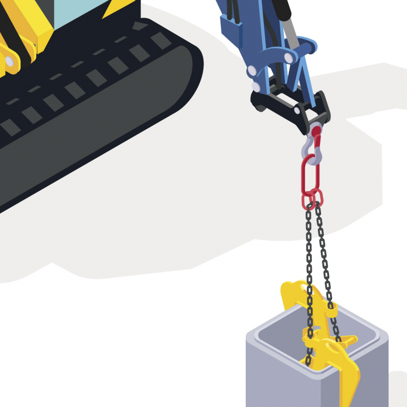 Un palonnier bi-pinces pour le levage des éléments en béton de type boîtes de branchement