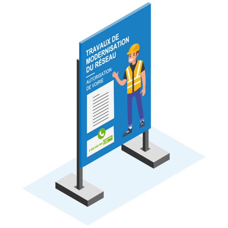 Informer les riverains de travaux de voirie par l'affichage de l’arrêté sur un panneau de chantier