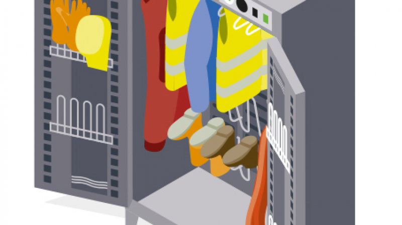 Une armoire séchante et désinfectante pour les vêtements de travail des couvreurs